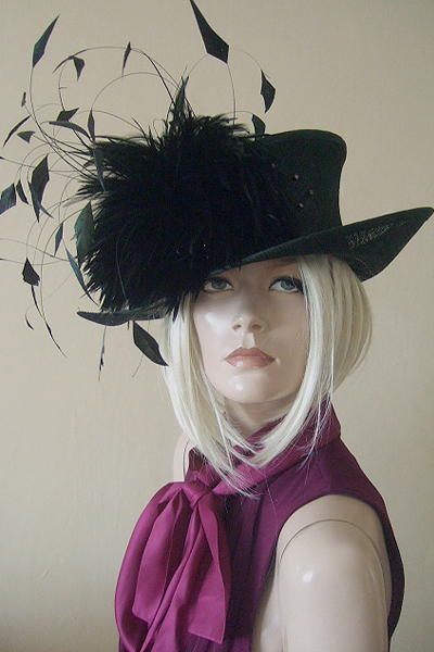 Small Brim Black Feathered Hat. Royal Ascot Hats 2026, Hats for Royal Ascot