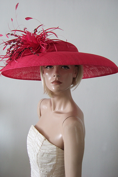 Magenta Pink Picture Hat, Audrey Hepburn Style Hat for the Races, Ascot Hats,