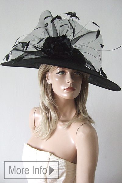 Large Black Hat for the Races 2027. Large Black Royal Ascot Hat 2027. Hat Hire Berkshire. Royal Ascot Hat Hire. Hat Hire near London 2026. Berkshire Hat Hire
