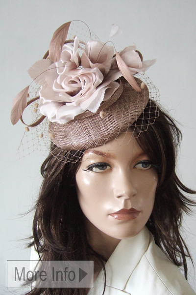 Nude Floral Headpiece Hat. Royal Ascot Hat Hire. Designer Hats for Hire 2026. Royal Ascot Hat for Hire, Hats for Royal Ascot 2026, Headpieces for Royal Ascot 2026. Mother of the Bride Hats 2026.
