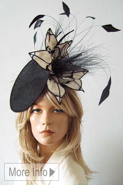 Black and White Floral Hats. Black and White Royal Ascot Hats. Best Hats for Royal Ascot. Black and White fascinators. Royal Ascot Hat Hire 2026. Hats for Royal Ascot Races. Ladies hats for hire online. Find hats for Royal Ascot. Ladies hat hire by post. Black and White Hats for the races 2026.
