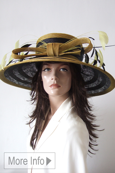 Dyonni Olive Hat. Royal Ascot Hat Hire 2026. Olive Green Royal Ascot Hat 2026. Big Mother of the Bride Hats 2026.