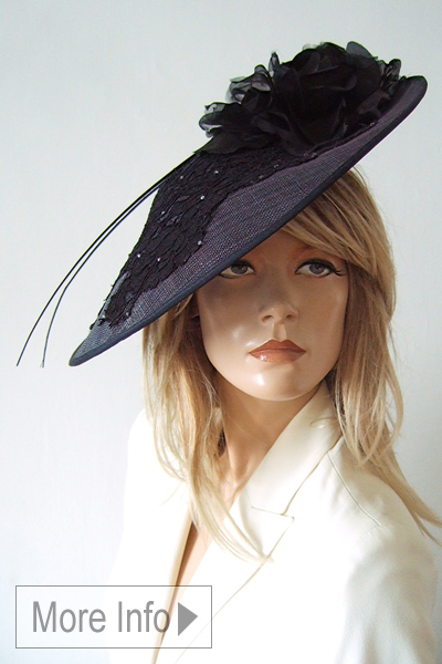 Dark Navy Hat for Royal Ascot 2026. Royal Ascot Hat Hire. Hats for Royal Ascot 2026. Dark Navy Blue Mother of the Bride Hats. Saucer Navy Hats for Mother of the Bride. Designer Hats for Royal Ascot 2026. Navy hats for Wedding Guests 2026.