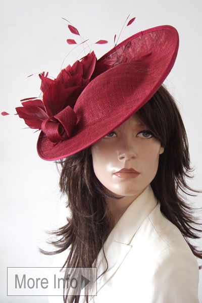 Burgundy Fascinator, Burgundy Fascinator Hat for Hire. Burgundy Hats for Royal Ascot Races 2026. Burgundy Mother of the Bride Hat 2026. Royal Ascot Hat Hire 2026, Burgundy Hats for Royal Ascot 2026, Hat Hire Berkshire, London Hat Hire