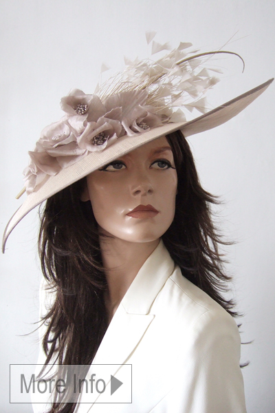 Natural Taupe Mother of the Bride hats 2026. Mother of the Bride Hat Hire. Taupe Hats for Royal Ascot Races 2026. Royal Ascot Hats 2026. Ascot Hats for Hire 2026. Hat Hire for Ascot 2026.