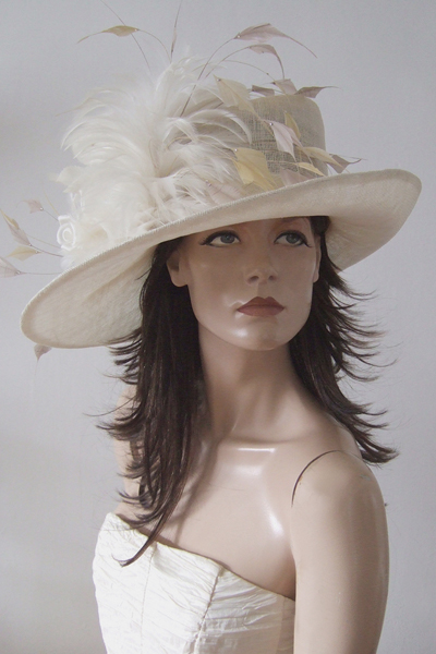 Ivory Side Sweep Ascot Hat. Royal Ascot Hats. Mother of the Bride Hats