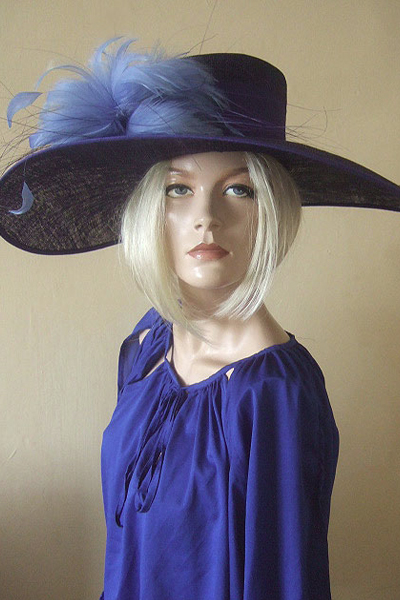 Nigel Rayment Blue Hat. Ascot Hat Hire. Mother of the Bride Hats
