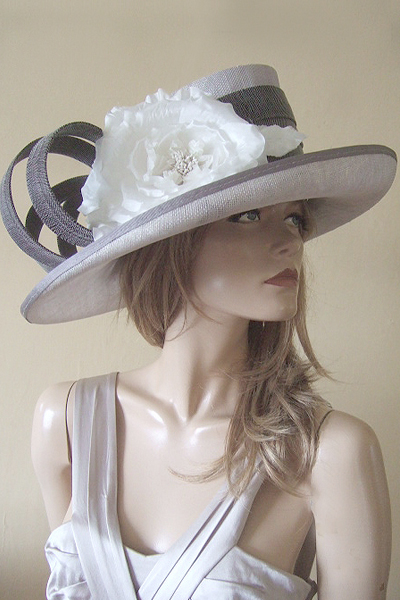 Silver and Grey Hat for Ascot, Hats for Epsom Races. Hat for the Races. Mother of the Bride Hats 2026.
