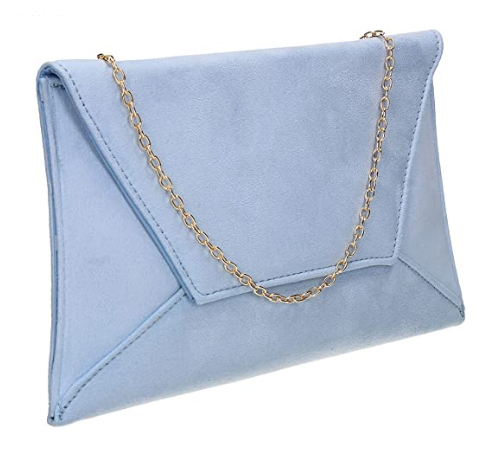 Sky Blue Clutch Bag, Pale Blue bag for Mother of the Bride 2023. Cheap clutch bag for the races 2022. Clutch Bag for Weddings 2023. Ladies Outfits with Blue 2023.