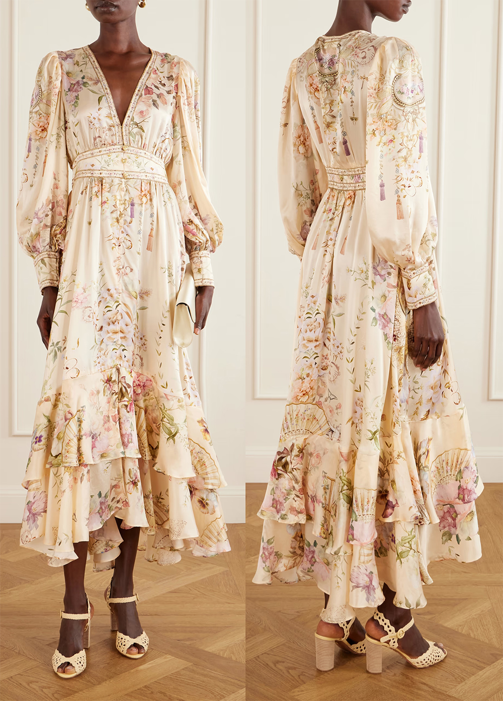 Ivory Dress for Wedding Guests 2026. Ivory floral dress for the races 2026. Designer dress for Royal Ascot 2026. Royal Ascot outfit ideas 2026. Neutral Wedding Guest outfits 2026. fashionable dress for the races 2026.
