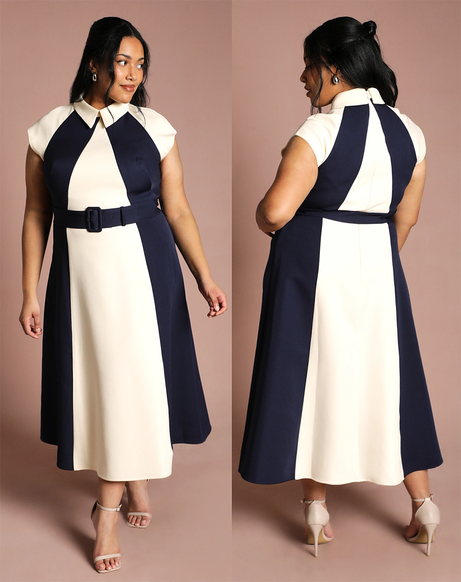 Plus Size Navy Blue Belted Dress 2026. Navy Blue Plus Size Dress for Royal Ascot 2026. Navy Blue Plus Size Dress for Wedding Guest 2026. Plus Size Royal Ascot outfit ideas 2026. What to wear for Royal Ascot.