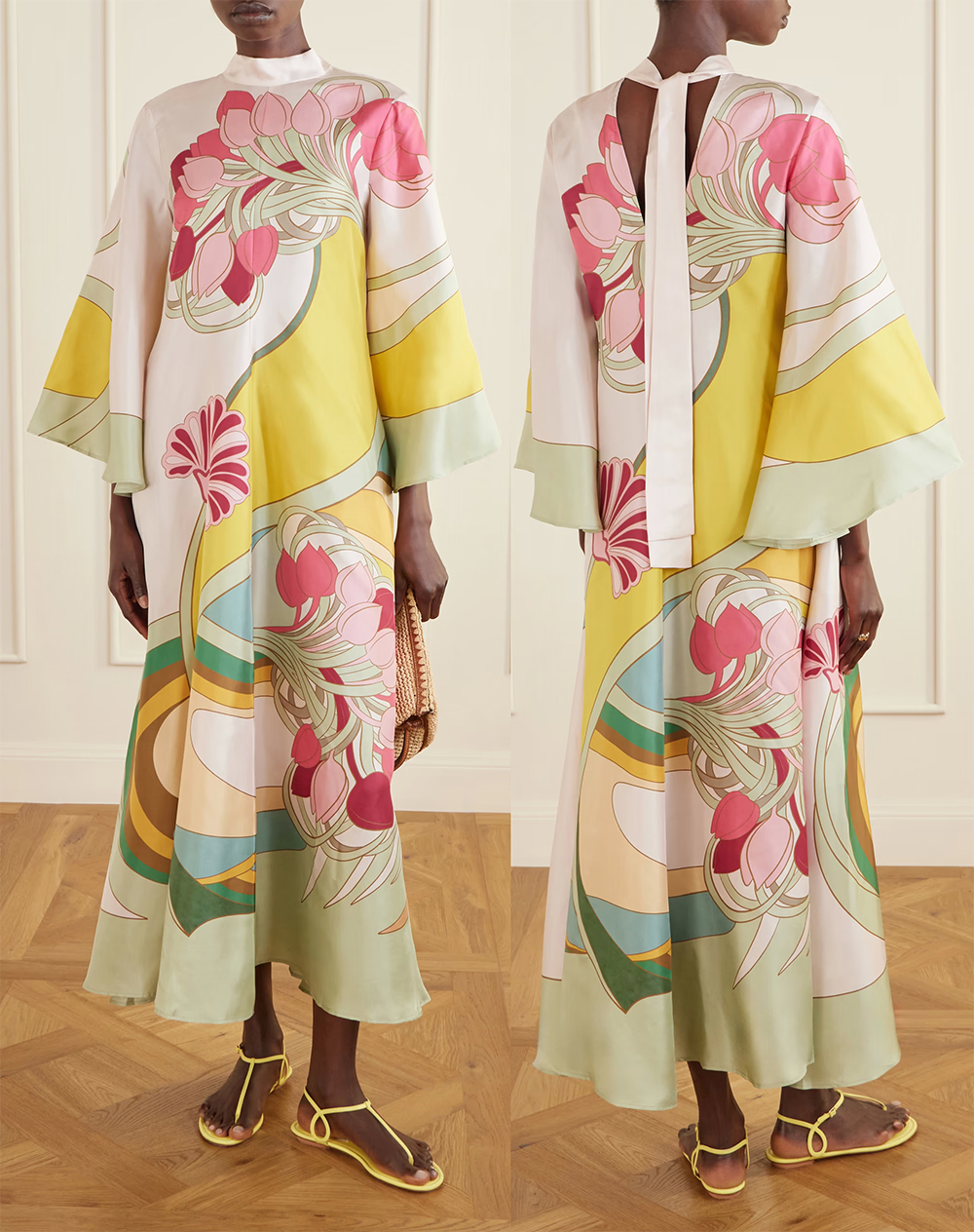Long Floral Le Doublej Dress. Dress for Royal Ascot 2026. What to wear for Royal Ascot Races 2026. Designer Floral Dress 2026. Floral Print Dress 2026. How to wear Pink.